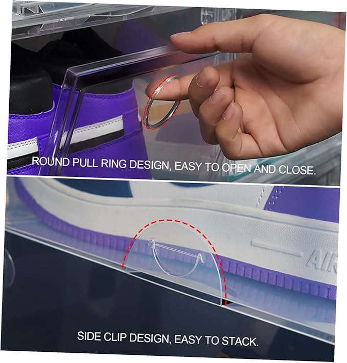 PRETYZOOM 1pc Plastic Shoes Storage Box Side Opening to Clean Organizer for Sneakers Stackable Design for Home Shoe Storage