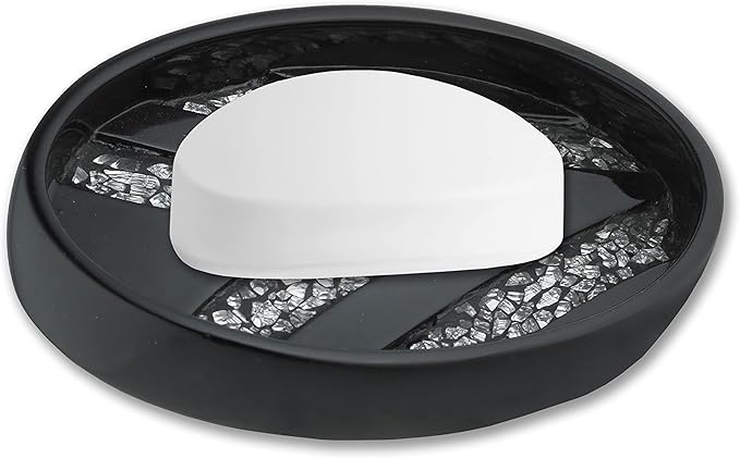 Zahari Home Sinatra Soap Dish Unique Design Stylish Bling Glass Mosaic Décor Soap Bar Holder, Black