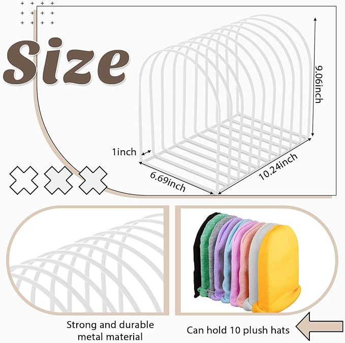 Hicarer Beanie Holder Organizer Metal Beanie Hat Display Stand Knitted Hat Storage Rack for Swimming Cap Display Vendors Home Entryway Tabletop Bedroom Closet Dresser Room Office
