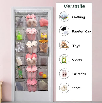 Over The Door Hanging Shoe Rack Organizer 18 Pockets Organizer with 6 Extra Large Mesh Pockets for Shoe Holder Storage (18 Pockets)