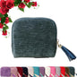 Travel Jewelry Case, Portable Foldable Box Mini Jewelry Travel Bag with Tassel Zipper Design, Soft Velvet Organizer Pouch for Bangle, Five Compartments