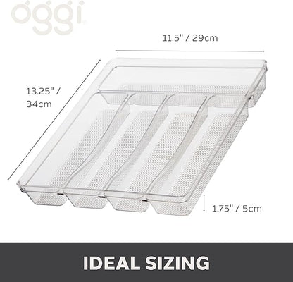 Oggi Silverware Organizer, 5-Compartment, Clear