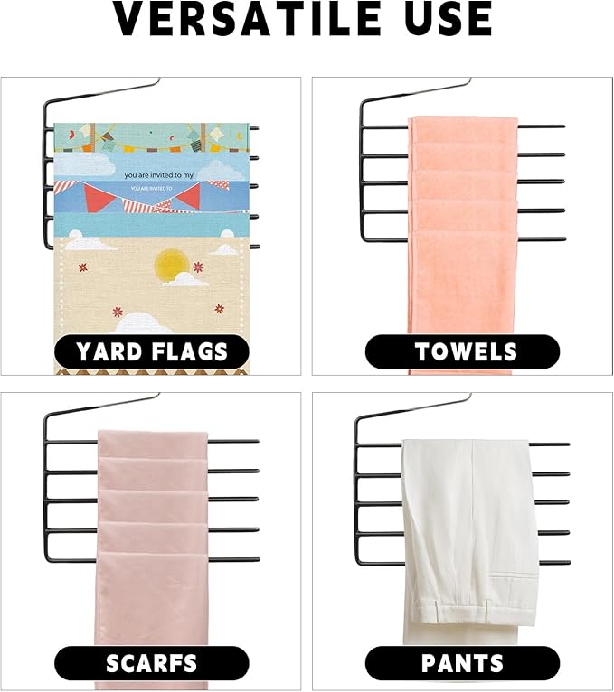 4 Pack Garden Flag Hangers with 12 Stands Large Yard Flag Holder Garden Flag Holder for Holiday Themed Displays Multi-Tier Outdoor Organizer for Flags Clothing Jeans Trouser Pants Hangers