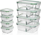 Fusion Gourmet Glass Meal Prep Containers with Lids [8 Pack, 33 oz & 4.5 oz] - 2 Compartment Divided Glass Bento Boxes for Adults, Oven Safe & Airtight