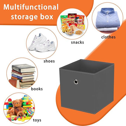 Foldable Storage Cubes Bins ,11 Inch Cloth Storage Cube Fabric Storage Box Cubes Organizer Baskets with Handles for Home Organizer Set of 8 (Grey)