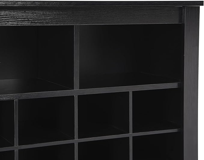 JIVOIT Modern Square Shoe Cabinet with Curved Base, Sleek Design 24 Shoe Cubby Console, Versatile Sideboard for Hallway, Bedroom, Living Room (Black,Curved Base)