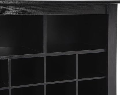 JIVOIT Modern Square Shoe Cabinet with Curved Base, Sleek Design 24 Shoe Cubby Console, Versatile Sideboard for Hallway, Bedroom, Living Room (Black,Curved Base)