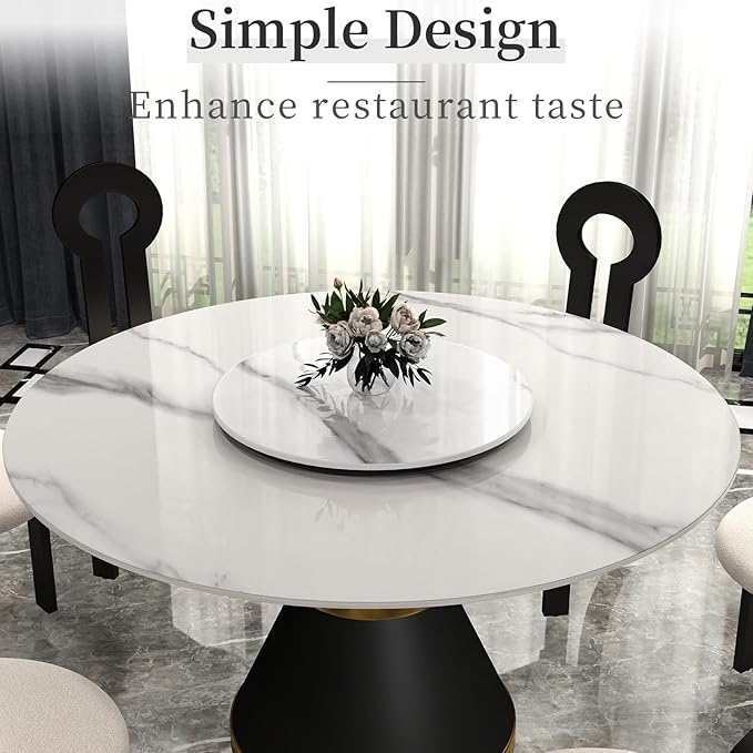 23.6" Lazy Susan for Table Top Sintered Stone Rotating Serving Tray for Dining Table, Kitchen Lazy Susan Organizer Spinning Rotating Food Server Party Centerpieces