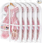 Univivi Garment Bags for Dance Costumes, 40" Foldable Dance Costume Garment Bag with 3 Zipper Pockets and 3" Gusset, Dance Dress Bags for Hanging Clothes (5 Pack, White)