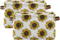 Foldable Storage Baskets Set of 2, Meadow Sunflower Storage Bins with Handles, Decorative Cloth Organizer Storage Boxes for Home|Office 15 x 11 x 9.5 in