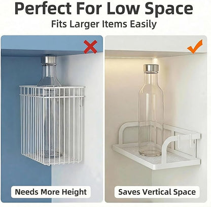 PUSDON 2-Pack 16.5" Extra Long Slim Hollowout Shower Caddy, Wall Mount Spice Rack & Bathroom Organizer, Mesh Bottom Cabinet Door Shelf Holds 50LBS - White, Hollowout