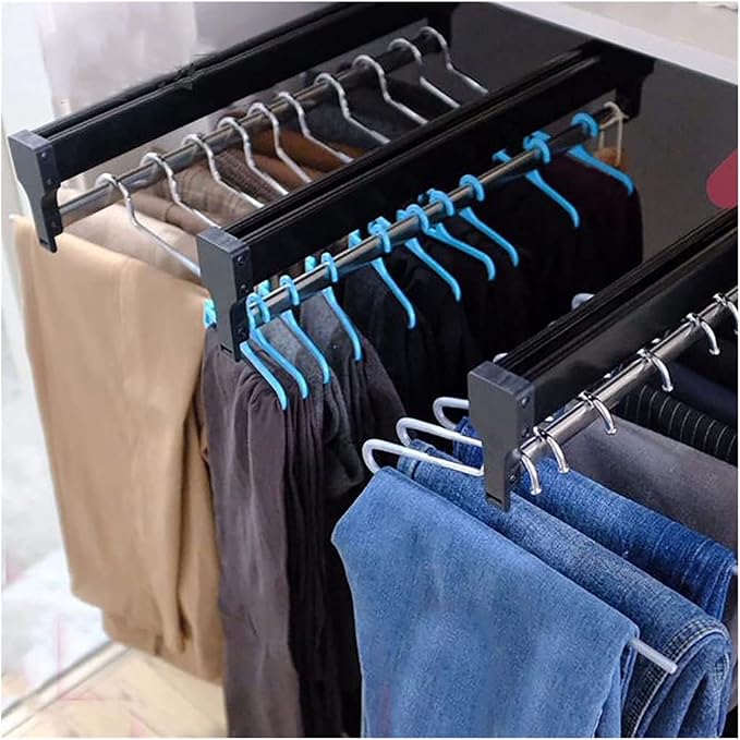 XLTFUC Extendable Hanger with Rails 30-60 Cm, Wardrobe Trousers and Coat Organizer, Load Capacity 25 Kg (Size : 500mm/19.7inch)