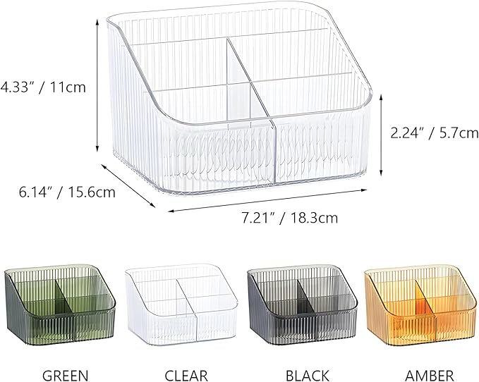 Black Makeup Brush Holder & Organizer for Vanity, Bathroom Countertop - 5 Cup Toiletry Organizer for Skincare, Perfume, Hairbrush, Sunglasses & Desk Accessories