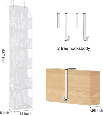 Libeder Over the Door Storage Organizer,5 Large Pockets Foldable Hanging Organizer Closet Door Organizer Clear PVC Hanging Storage Bag for Bedroom, Nursery, Toys, Shoes, Diapers(White)