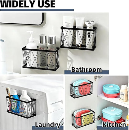 Rise age Tupperware Organizer for Cabinet, Adhesive Cabinet Door Organizer Wall Mounted Lid Organizer No Drill Kitchen Cabinet Organizers Storage for Slim Space 3 Pcs Black Stainless Steel
