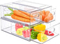 bealy 3 Pack Fridge Organizer and Storage,Clear Storge Bins with Pull-out Drawer, Fridge Drawers Clear Stackable Storage Drawer Containers for Freezer, Refrigerator, Pantry, Kitchen