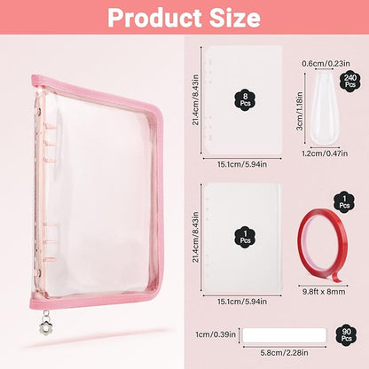 Segbeauty Nail Sample Color Swatches Book with Zipper, Nail Display Book Polish Color Swatches A5 Binder, Gel Press On Nails Organizer Storage Holder with 240 False Fingernail Polish Art Salon Pink