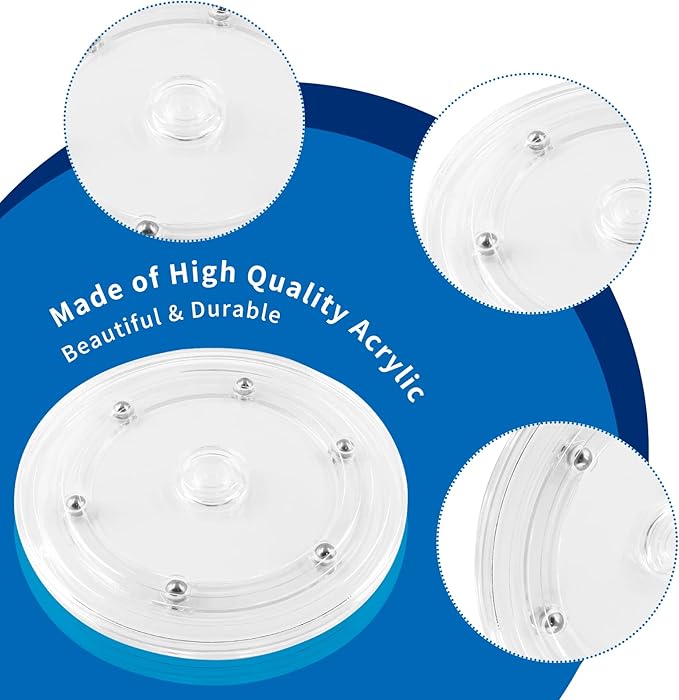 Bivethoi 6 Inch Mini Turntable - Clear Rotating Tray, Acrylic Ball Bearing Turntable Plate for Kitchen, Spice Rack, TV, Laptop, Computer Monitor