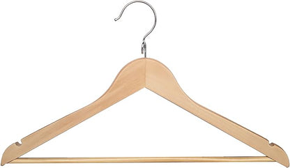 Proman Products KSA9020 15" Kascade Wooden Hangers 50 Pack for Women and Kids Clothing, Unique Ring Design, Space Saving Pants Clothes Hanger with Pants Bar and Shoulder Notches, Natural