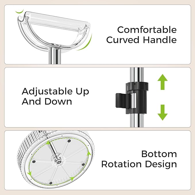 2-Tier Lazy Susan 360° Rotating Turntable Organizer Rack with Handles Height Adjustable, Spice Rack Holder Organizer for Cabinet, Pantry Organizers Bathroom Countertop Storage (Transparent Color)