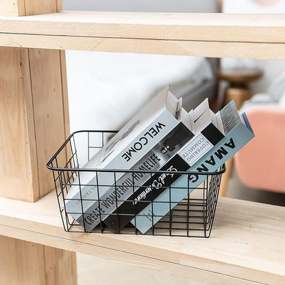 JUNCHU CHERRY Wire Kitchen Storage Basket 5 Packs,Perfect Pantry Organization Accessories Baskets,Laundry Basket,Countertop Organization,Suitable for Kitchen,Bathroom,Bedroom,Tabletop,Rose gold