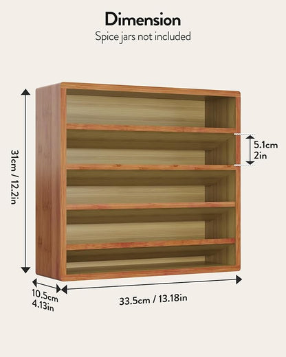 Orimade 4 Tier Spice Rack Organizer for Cabinet, Freestanding Bamboo Seasoning Rack for Countertop, Cupboard, Pantry, Kitchen, 13.18 x 4.13 x 12.2 inches(Spice Jars Not Included), Walnut Stain