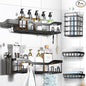 NESOMI Shower Caddy Adhesive Shower Organizer 7-Pack, Rustproof Stainless Steel Bathroom Shelves, Large Capacity No-Drill Rack Storage Accessories with Soap Dish Toothbrush Holder &24 Hooks Home Decor