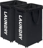 CHICVITA Laundry Hamper with Wheels & Removable Wash Bags -2 Pack, 75L Tall Laundry Basket for Dorms, Large Collapsible Hamper for Corner Spaces - Black