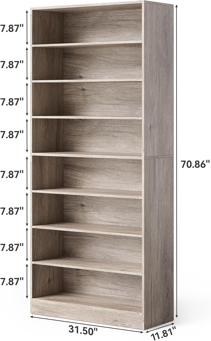 LITTLE TREE 9-Tier Shoe Cabinet, 32 Pairs Wooden Shoes Cabinet with Adjustable Shelves for Entryway, 70.9" Tall Shoe Cabinet, Freestanding Modern Shoe Organizer for Living Room Bedroom, Light Grey