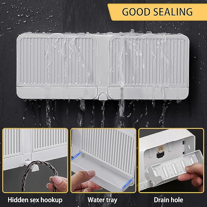 Soap Holder with Hooks, 2-in-1 Wall Mounted Soap Dish, No Drilling Soap Bar Holder with Self Draining to Keep Soap Bars Dry, Suit for Shower, Bathroom and Kitchen(White)