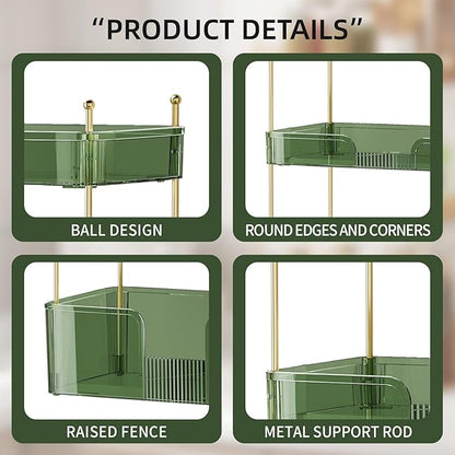 Akinbas 3 Tier Bathroom Organizer Countertop Makeup Perfume Tray Skincare Organizer for Bathroom Dresser Vanity (Green)