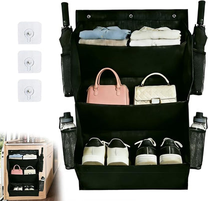 3 Layers RV Shoe Storage Caddy with Sticky Adhesive Tape Hanging Shoe Storage over the Door Shoe Rack for Closet