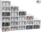 20-Pack Clear Plastic Shoe Storage Boxes with Lids – Stackable Foldable Shoe Organizer Containers, 13 x 9 x 5.5 Inch, for Closet, Bedroom, Living Room Organization (White, Heart Hole)