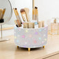 Diesisa Bling Makeup Organizer: 360°Rotating Bling Rhinestone Cosmetic Display Cases -Diamond Makeup Brush Holder - 5 Slot Cup for Cosmetics - Bling Lipstick Organizer - Gift for Women - Diamond White