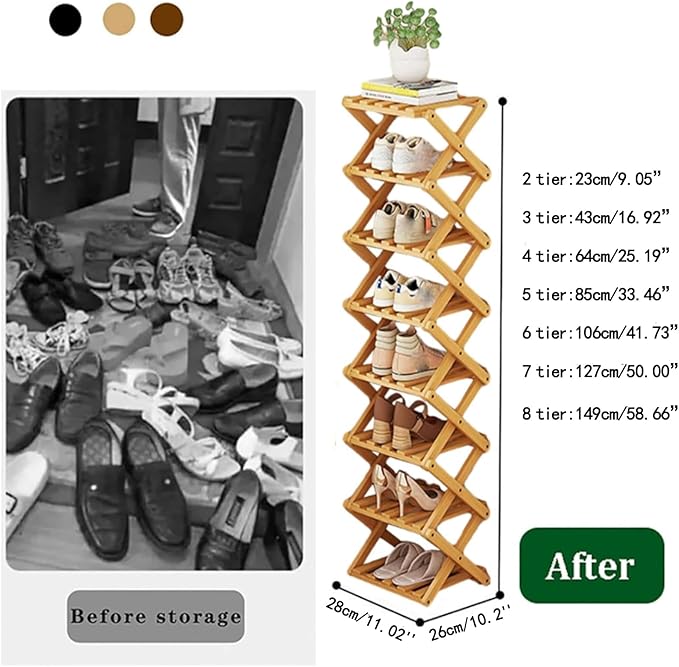 Shoe Rack - Foldable Vertical Shoe Rack for Entryway,Durable and Easy to Assemble,Applicable to Home Entrance, Closet and Bedroom (Black-5 Layer)