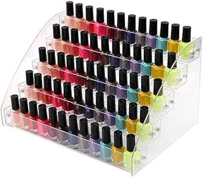 5 Tiers Acrylic Clear Plastic Nail Polishes Organizer Lipstick Holder Display Stands Essential Oils Storage Rack Dropper Bottles for Cosmetics Shop Store Display Toy Candy Holder Goods Shelf Show Case