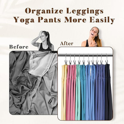 HOUSE DAY Metal Legging Organizer for Closet, Yoga Pants Hangers Pack of 40 with Rubber Coated Clips, Space Saving Storage for Boots, Workout Sets, and Hats
