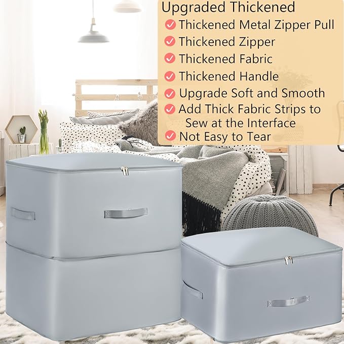 Upgraded Thickened Ultra Space Saving Self Compression Organizer, Self Compression Bags for Storage, Organizer Bags for Blankets, Comforter, Sweater (Gray, Large)