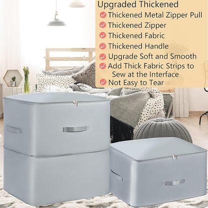 Upgraded Thickened Ultra Space Saving Self Compression Organizer, Self Compression Bags for Storage, Organizer Bags for Blankets, Comforter, Sweater (Gray, Large)