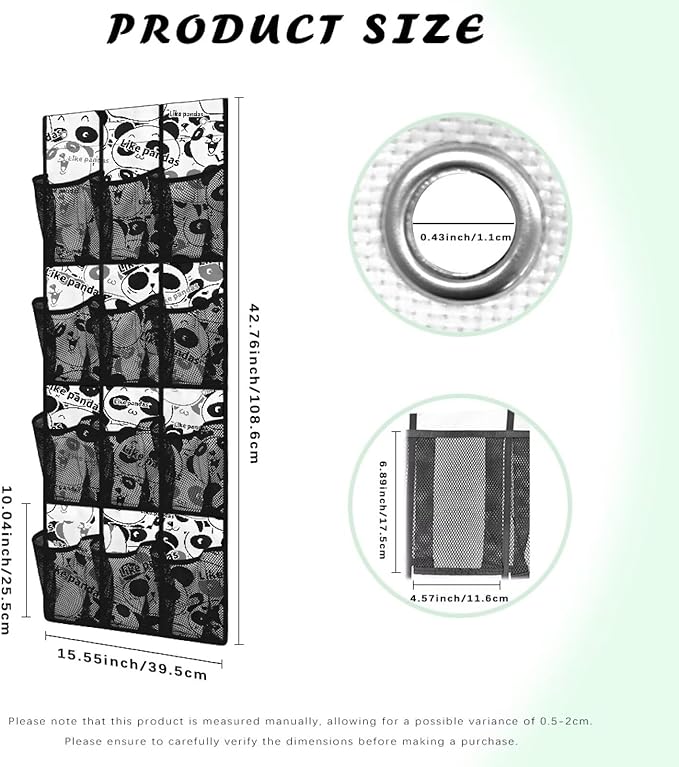 12 Pockets Shoe Organizer Over The Door Large Pockets Cartoon Panda Over The Door Closet Organizer Easy to Install Shoe Holder Hanger for Living Room