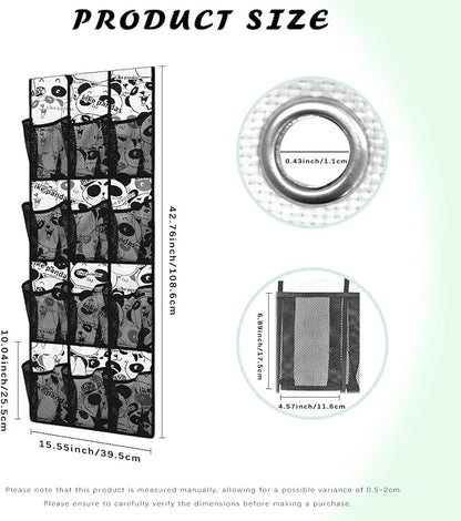 12 Pockets Shoe Organizer Over The Door Large Pockets Cartoon Panda Over The Door Closet Organizer Easy to Install Shoe Holder Hanger for Living Room