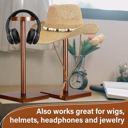 Weysat 4 Pack Wooden Hat Display Stand with Square Base Brown Rustic Vintage Hat Rack Holder for Wig Cap Helmet Boutique Jewelry Organizer for Home Store Tabletop Shelf Decor, 12 x 6 x 4 Inches