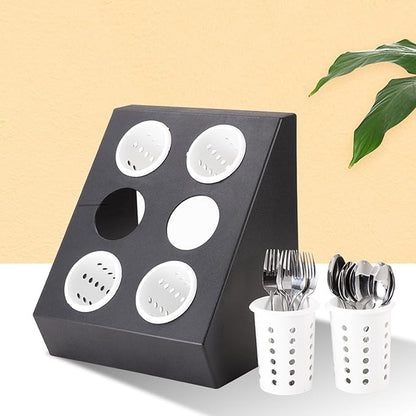 6-Compartment Plastic Utensil Holder，Flatware Cylinder Storage Caddy for Kitchen, Bars, Coffee Shops, Restaurants, Hotels