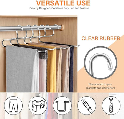 6 Pack Blanket Hanger,Non Slip Hangers Space Saving Stainless Steel Heavy Duty Hangers,Upgraded Closet Organizers and Storage Pants Hanger for Table Cloths,Comforters,Bath Towels,Rugs Sleeping Bags