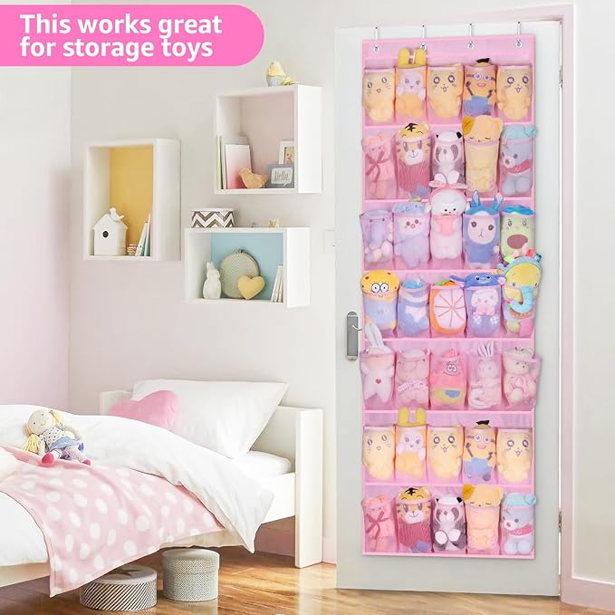 MISSLO Shoe Organizer Over The Door Shoe Storage Hanging Pink for Baby