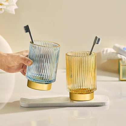 Makeup Brush Holder Organizer,Toothbrush Holders,Desk Pen Pencil Holder,Multifunctional Vintage Glass Brush Cup（S/Milky White/A3-US）