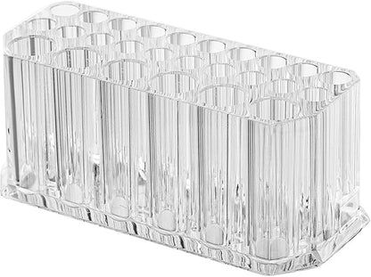Foraineam 3 Pack Acrylic Eyeliner Lip Liner Holder Organizer, 26 Slots Makeup Brush Pencil Organization Container, Clear Cosmetic Storage Display Holder