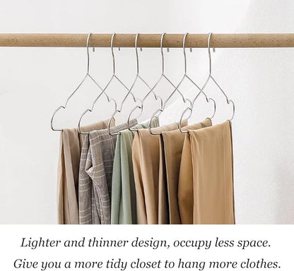 10 Pack Stainless Steel 15.75 Inches Clothes Hangers - Strong Heavy Duty, Ultra Thin Space Saving, Durable Slim Sleek Silver