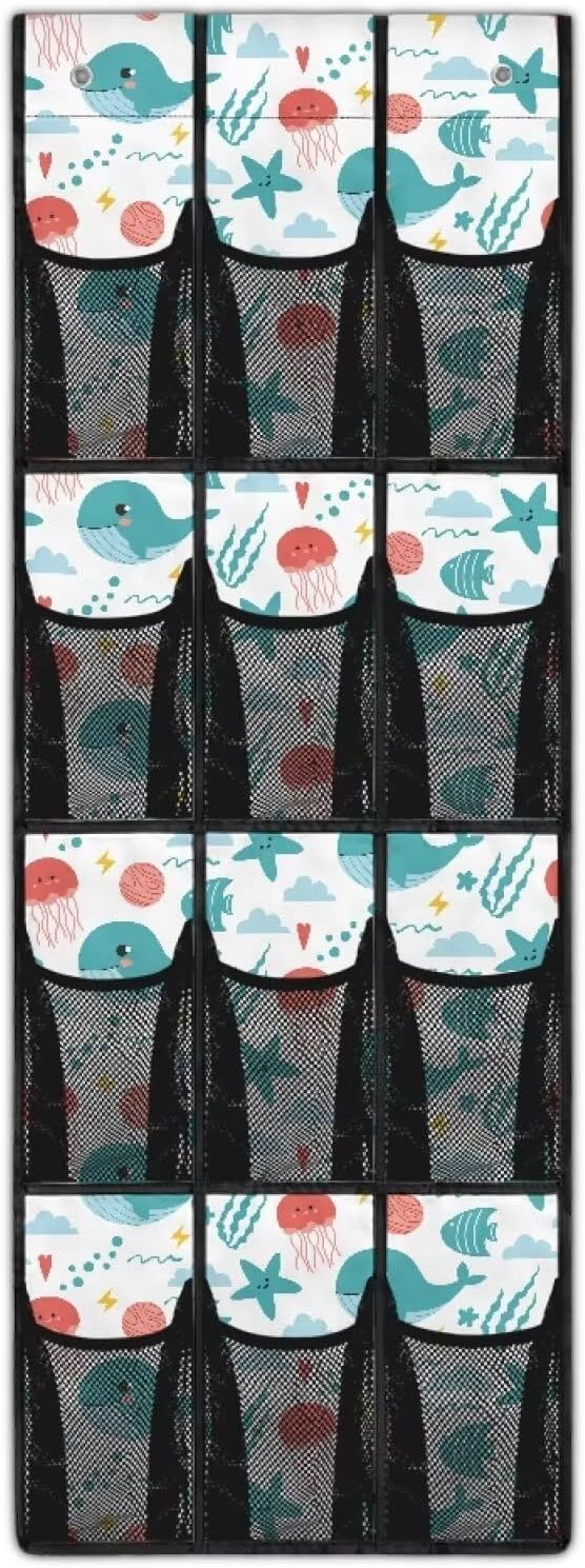 Whale Simple Houseware 12 Pockets,Over The Door Hanging Shoe Organizer,Small Item Storage Bag,Hanging Shoe Rack for Door Sneaker Hanger Boot Storage,Closet Rack for Home