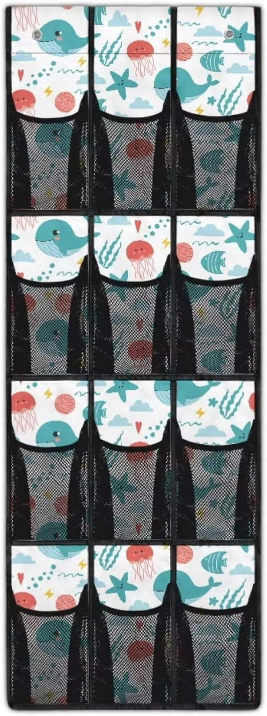 Whale Simple Houseware 12 Pockets,Over The Door Hanging Shoe Organizer,Small Item Storage Bag,Hanging Shoe Rack for Door Sneaker Hanger Boot Storage,Closet Rack for Home